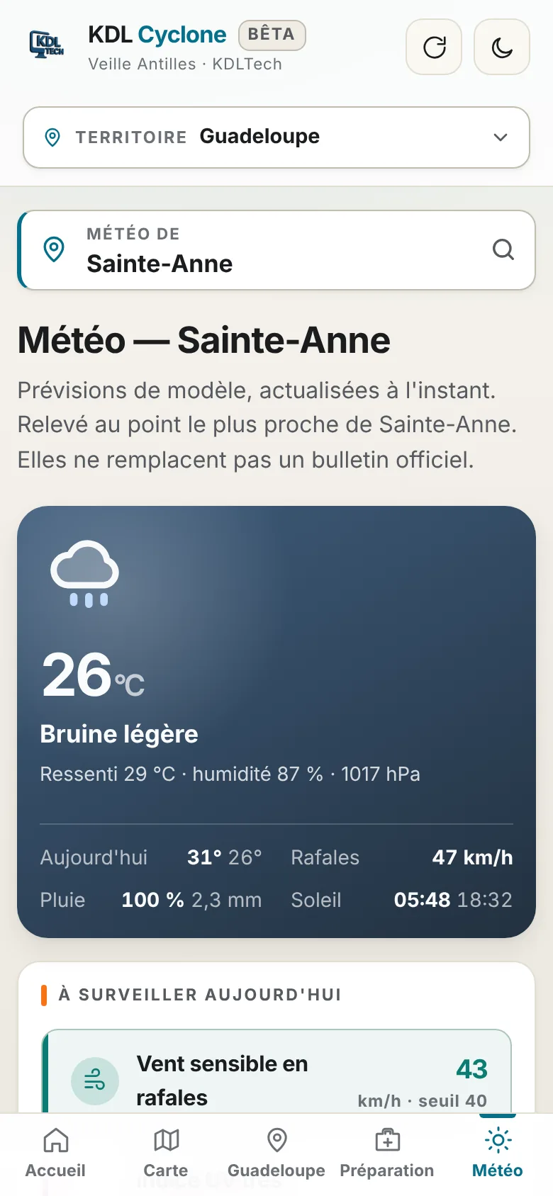 KDL Cyclone sur téléphone